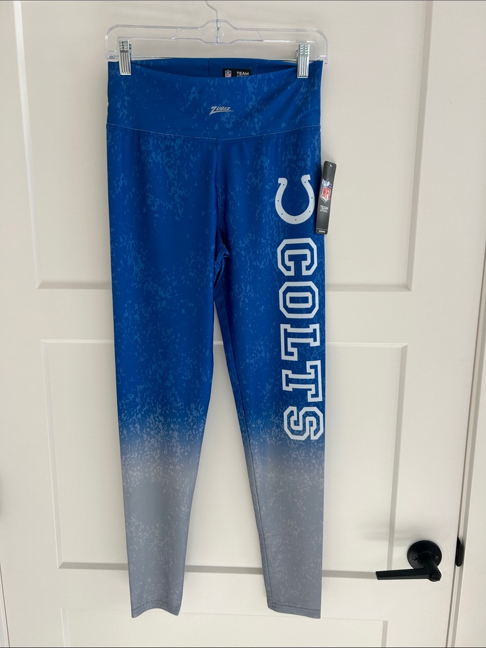 NFL Women’s NWT Colts Blue to Gray Ombre Leggings with Team Script